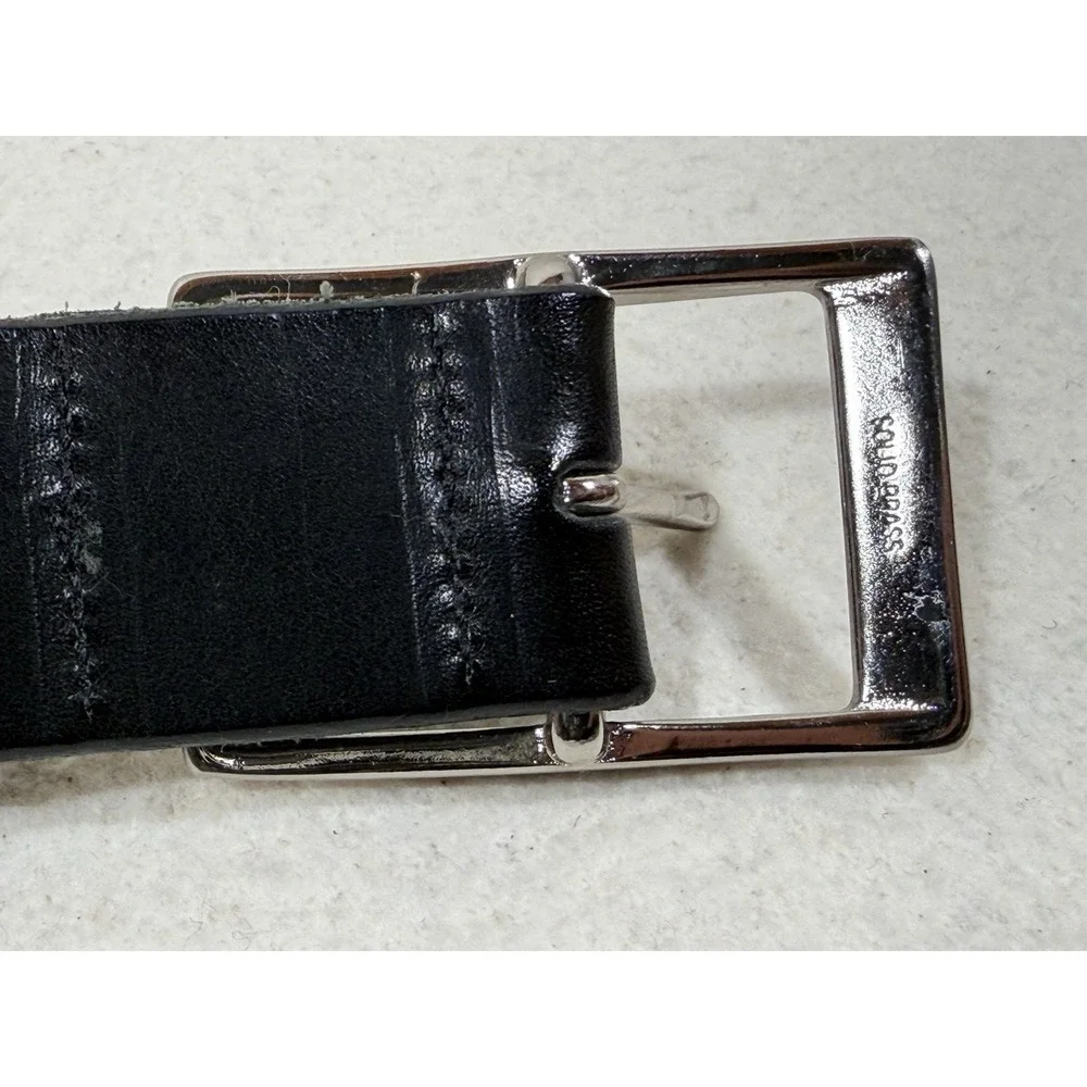 Martin Dingman Men's Black Leather Belt Size 40 USA Made Solid Brass Buckle Vint